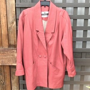 Fiorenza vintage salmon color super soft leather jacket w/pockets!  Super cute!